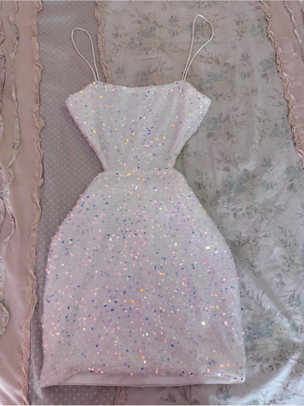 White Sequin Mini Dress